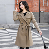 2022 new spring and autumn windbreaker womens short British style womens drapey high-end atmospheric mid-length coat