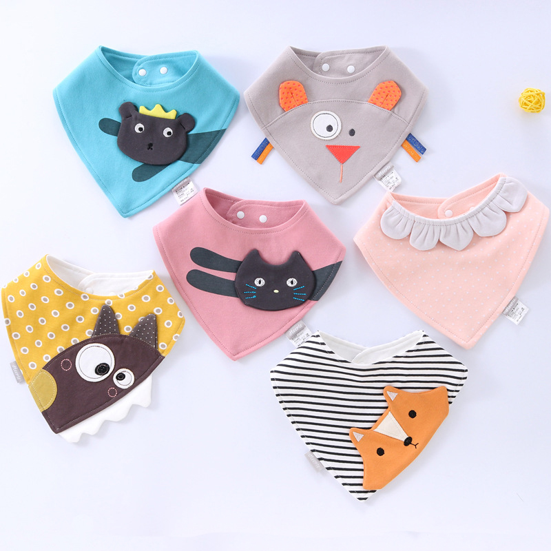 Baby triangle towel three-dimensional cartoon cotton baby triangle bib cute new bib towel bib for boys and girls