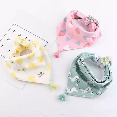 Large size baby triangle towel double-layer double-sided baby saliva towel pure cotton snap children's bib bib cartoon
