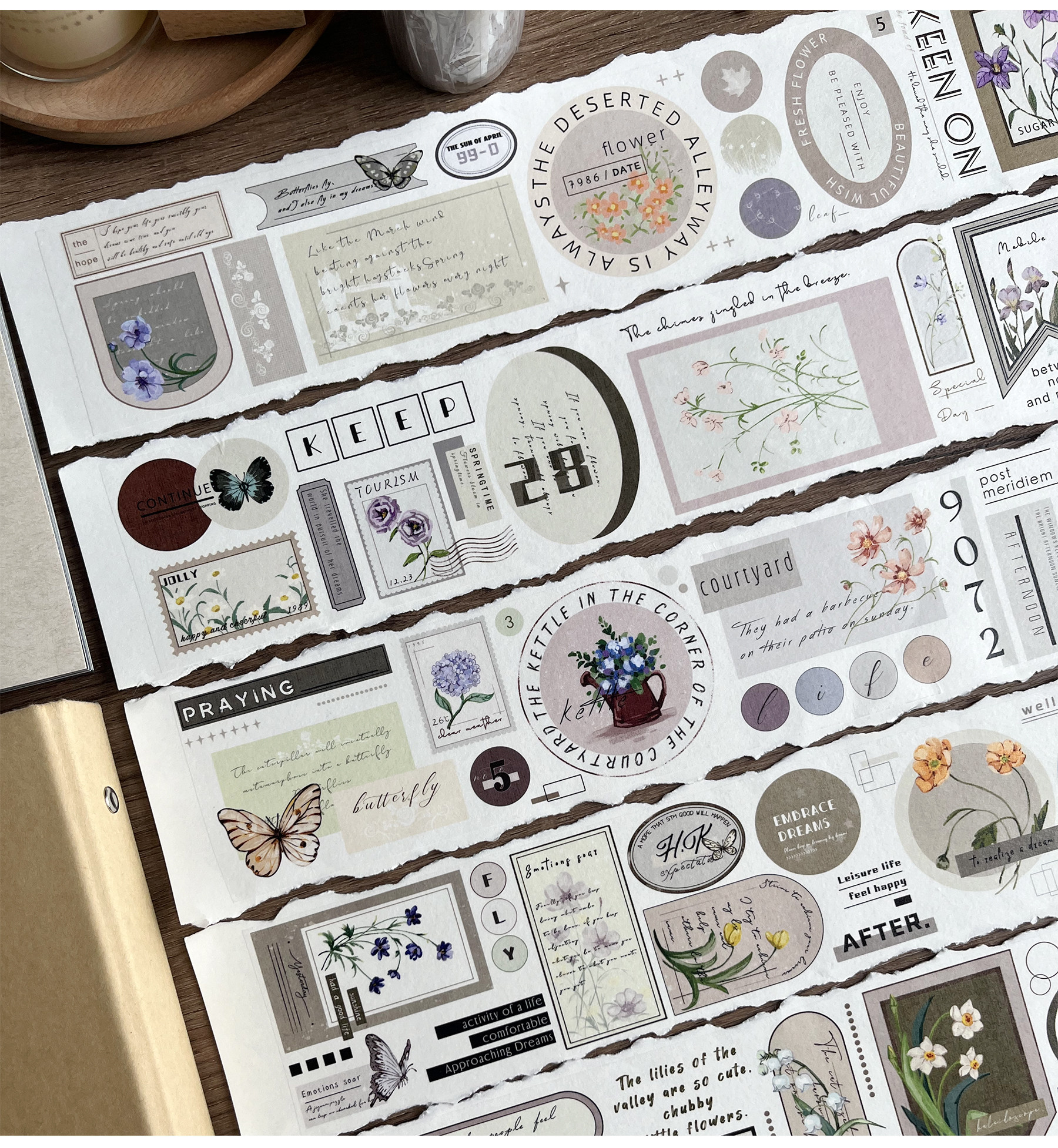 Vintage Blume Schmetterling Wörter Gitter gestanzt Haustier Washi Bänder Handwerk liefert DIY Scrapbooking-Karte machen dekorative Plan Aufkleber – Detail 8