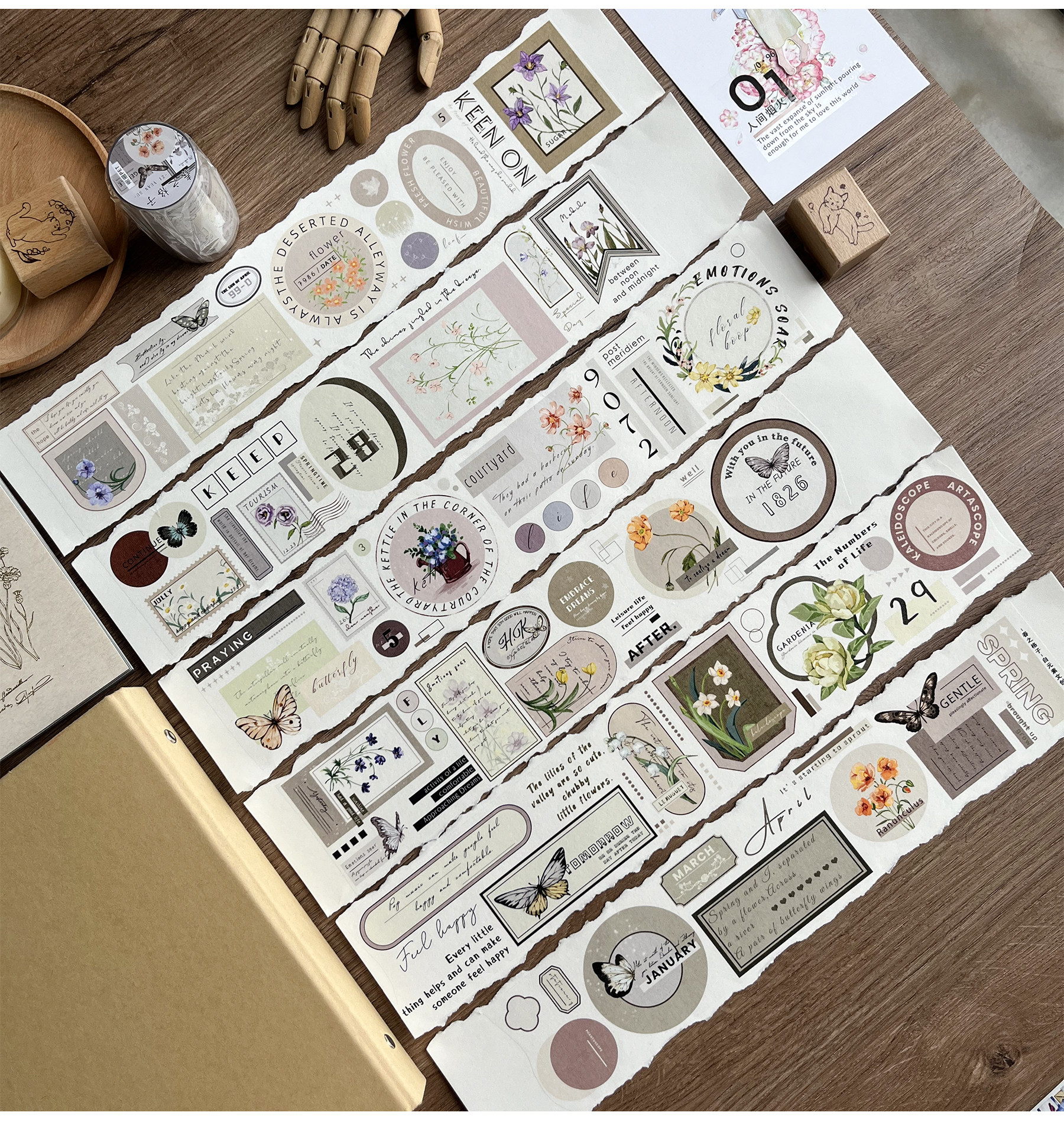Vintage Blume Schmetterling Wörter Gitter gestanzt Haustier Washi Bänder Handwerk liefert DIY Scrapbooking-Karte machen dekorative Plan Aufkleber – Detail 7