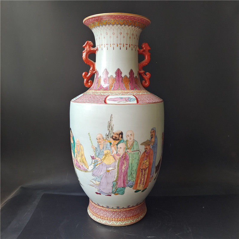 Large Qing Qianlong Enamel Color Vase in Qing Dynasty Kiln Porcelain Dowry Porcelain Dowry Bottle Urchin Bottle Ancient Play Antique Collection Genuine