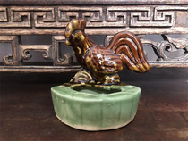 70s Qi Door Porcelaine Factory Sculpture Porcelaine-Color Glazed Large Rooster Ashtrays Scarce Whole Pint Bag Old Fidelity