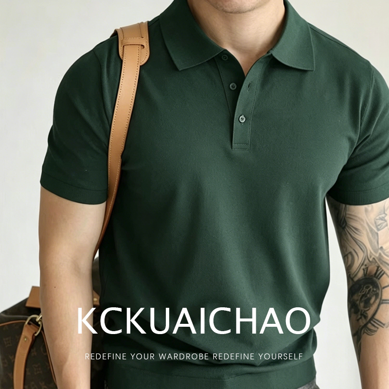Kc Breathable Quick-Drying Green Lapel Short-Sleeved Polo Shirt Summer New Slim Fit Men's Paul T-Shirt Simple Top Kc Breathable Quick-Drying Green Lapel Short-Sleeved Polo Shirt Summer New Slim Fit Men's Paul T-Shirt Simple Top