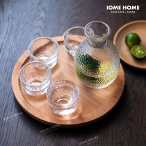 Japanese glass white wine sake set Hammer pattern wine cup Wine separator Small wine glass Wine jug Creative 1 pot 4 cups