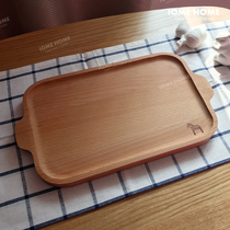 ins Japanese beech rectangular tray Log solid wood pendulum Breakfast refreshment heart snack Bread cake Sushi