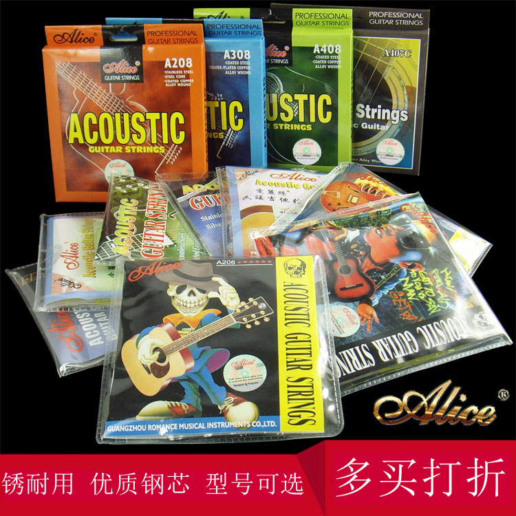Alice Anti-rust Folk acoustic guitar strings High quality steel core copper silver color set strings with 12 strings