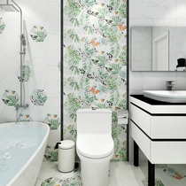 Nordic hexagonal tiles Colorful kitchen wall tiles Bathroom floor tiles Background wall Hexagonal balcony tiles Green leaves