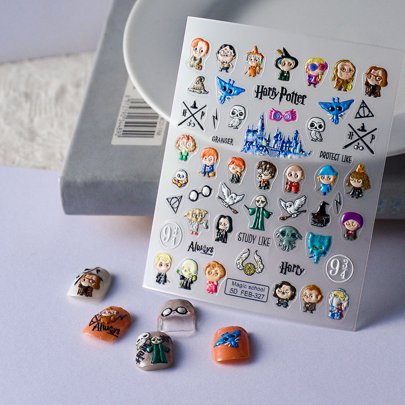 Harry Potter 5D Stereo Embossed Nail Art Stickers Cartoon Kidsren's Nail Stickers Girls DIY Nail Art Stickers