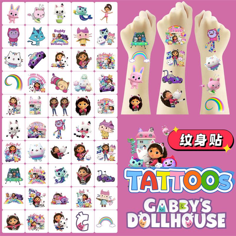 New Set of 50 Gabby's Dollhouse Game Tattoo Stickers Cartoon Gabby's Dollhouse Children's Tattoo Stickers New Set of 50 Gabby's Dollhouse Game Tattoo Stickers Cartoon Gabby's Dollhouse Children's Tattoo Stickers