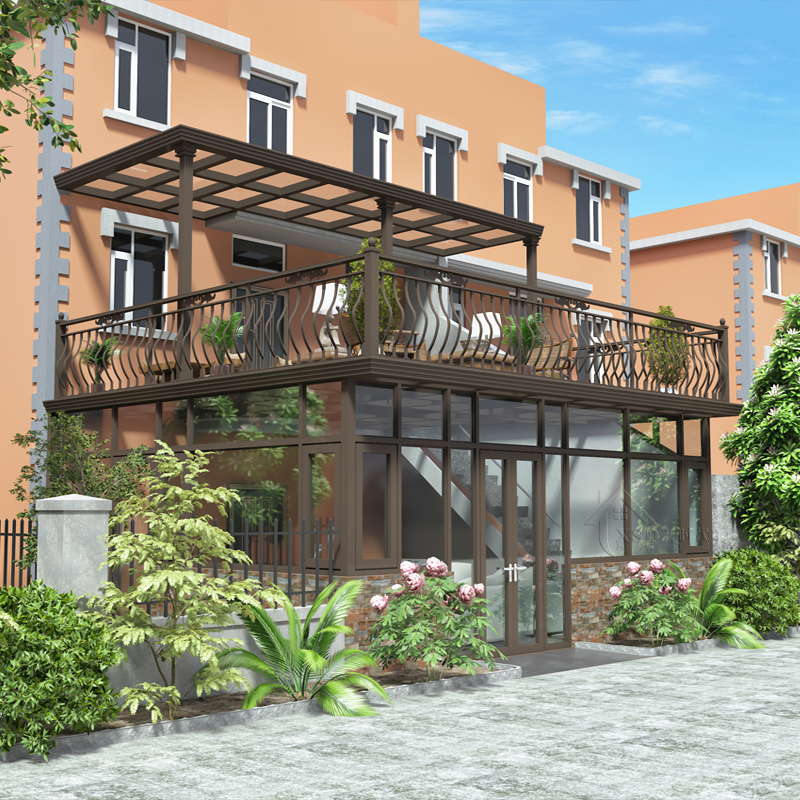 Villa Aluminum Alloy Greenhouse Custom Hollow Terrace Broken Bridge Aluminum Doors And Windows Seal Balcony Insulated tempered glass