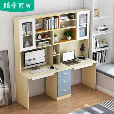 Customized double simple computer desktop table home bookcase desk bookcase desk bookshelf one table combination simple students
