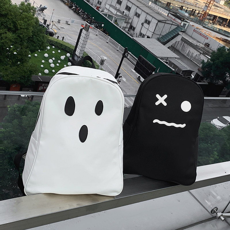 Simple Kaomoji Surprised Emoticon Waterproof Backpack Shopping Travel Backpack Solid Color School Bag Gift Unisex Trendy