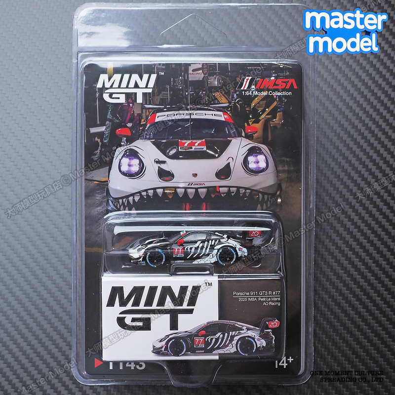 Minigt in Stock 1/64 Porsche 911 Gt3 R # 77 Le Mans Racing Alloy Car Model # 1143