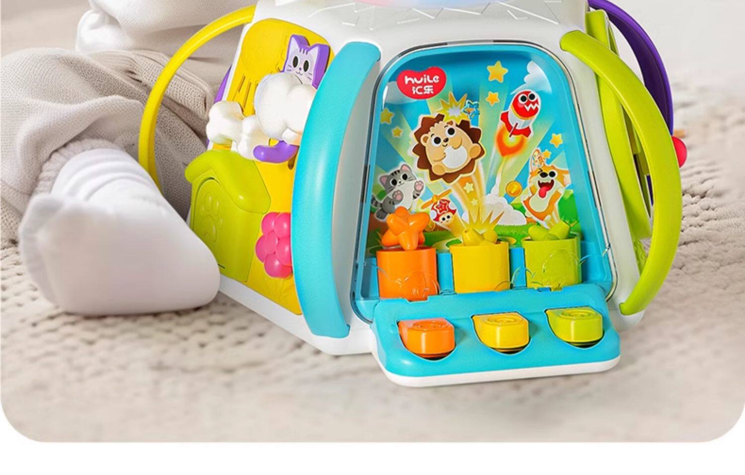 Детские обучающие компьютеры, электронные плакаты 汇乐六面体婴儿玩具手拍鼓0-1岁多功能早教百宝箱拍拍鼓周岁礼物 HOT