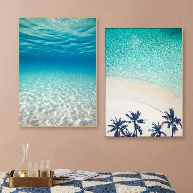 Seaside Scenery Hanging Painting Nordic Sea Beach Coconut Trees Mediterranean Style Blue Bathroom Blue Sky White Clouds Decorative Painting Seaside Scenery Hanging Painting Nordic Sea Beach Coconut Trees Mediterranean Style Blue Bathroom Blue Sky White Clouds Decorative Painting
