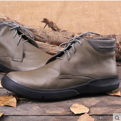 2016 Autumn Winter New Breathable High Cylinder Shoes Fashion Lacing Thick Bottom Genuine Leather Board Shoes Sports Casual Men's Shoes Vegetarian