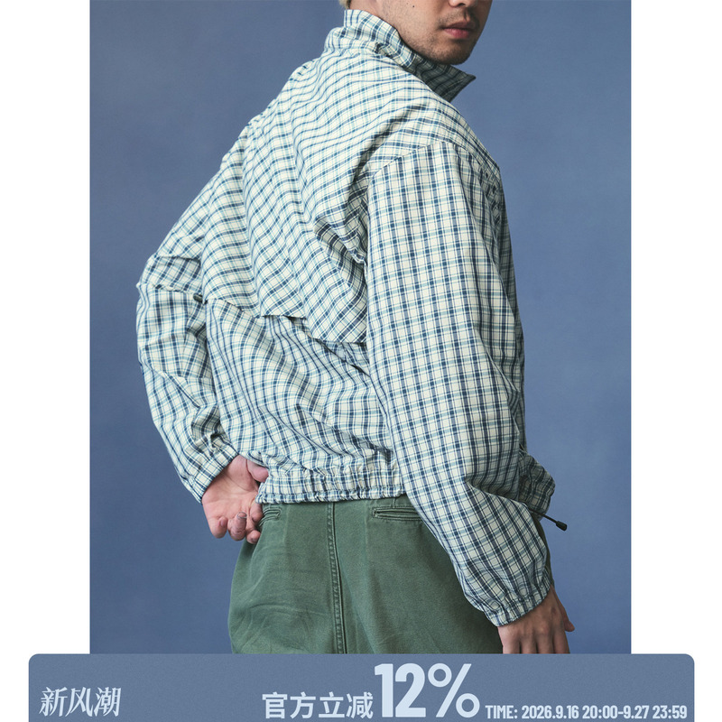 Milkshot Breeze Stand Collar Plaid Jacket for Men