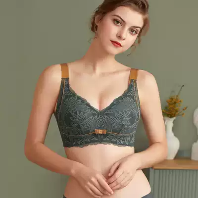 Underwear women's thin section, large chest, small wide shoulder strap, F Thai latex bra, large size, E gather, anti-light, C cup, D summer