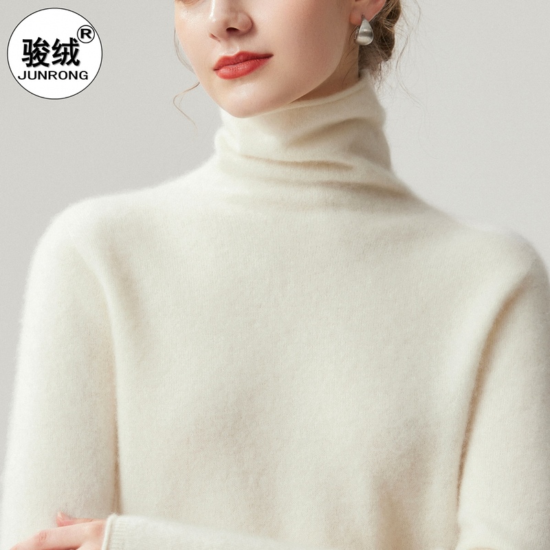 Autumn and Winter 100% Pure Cashmere Sweater for Women, Turtleneck Base Layer, Stacked Collar, Skin-Friendly, Loose Knit Sweater for Layering Autumn and Winter 100% Pure Cashmere Sweater for Women, Turtleneck Base Layer, Stacked Collar, Skin-Friendly, Loose Knit Sweater for Layering