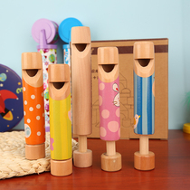 Wooden cute children pull whistle diacritic solid wood push-pull wooden flute variable sound children play toy musical instrument