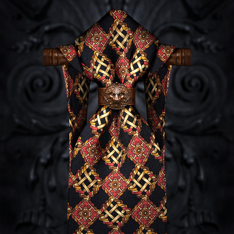 Aztec Black Red Hemp Rope Woven Pane Retro Tie Business Men's Clothing Casual Real Silk Gift Box Dress