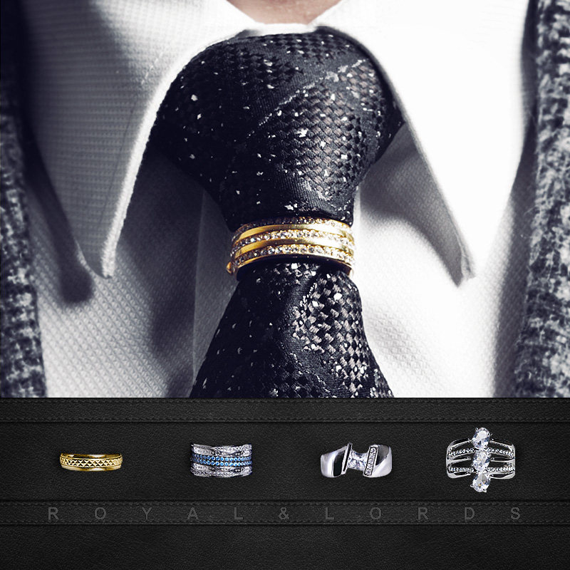 Imperial Knights*mobius * Exclusive Original Ringed Three-line Water Drill Collar Clip Collar With Clip-Antique Tie Hoop-Taobao