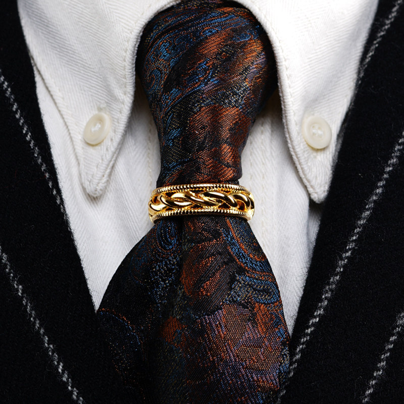 British knighthood * Prussia * Exclusive original hemp rope knot men's collar clip collar with clip gilded vintage tie hoop