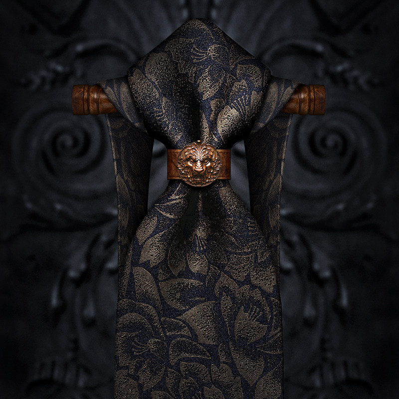 Rosmarinus high end dark grey and dark gold textured pattern vintage tie men's mulberry silk gift box