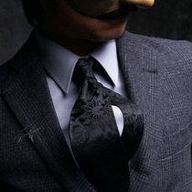  Emperor Jue Trace*Black Hollyhock*Black Embroidery Pattern Sun Flower Paisley Business Formal Mens Silk Tie