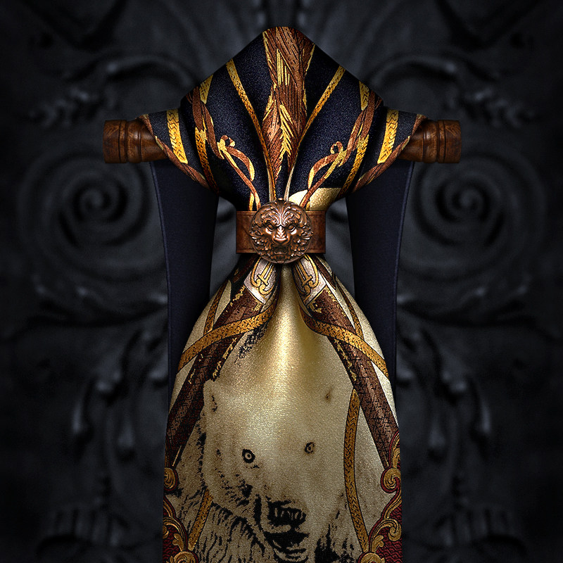 (Seasonal Processing) Viking War Bears Narnia Retro Tie Dress Business Casual Men's Silk Gift Box