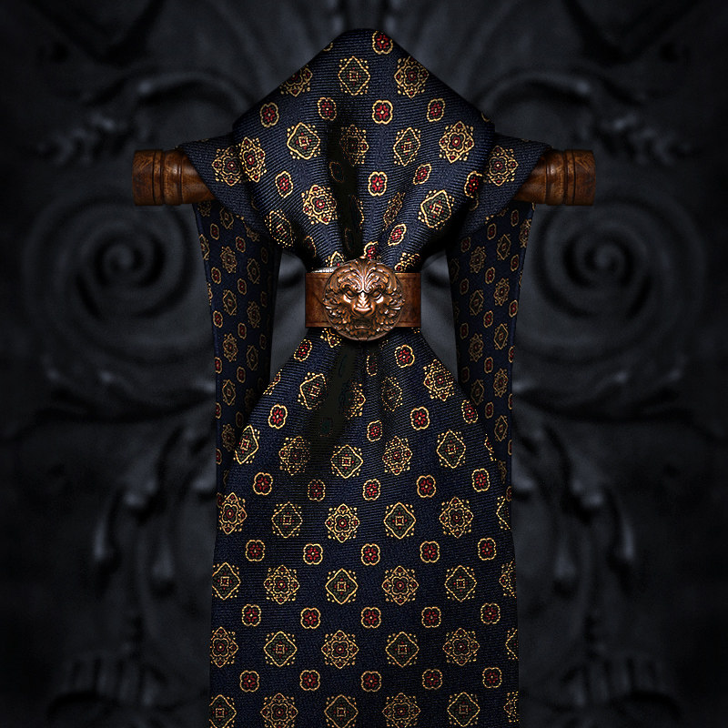 Kushler Tibetan Crushed Flowers Pane Retro Tie Men's Clothing Business Patterned Casual Genuine Silk Gift Box Dress