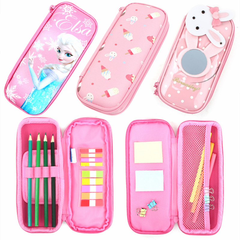 Children's pencil case Korea winghouse pink rabbit stationery box female student princess double-layer pencil case