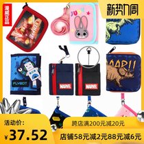 Student wallet South Korea winghouse spider-man boy short 2 fold wallet childrens lanyard coin purse