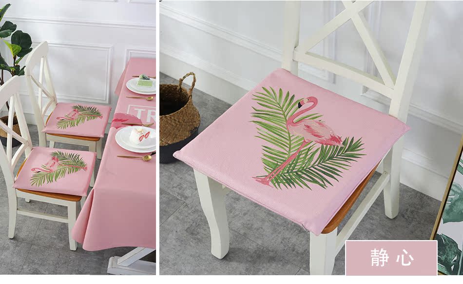 Nhỏ flamingo cotton lanh ghế đệm vải đệm vuông màu hồng xốp đệm xe ghế mông - Ghế đệm / đệm Sofa mua thảm lót ghế sofa