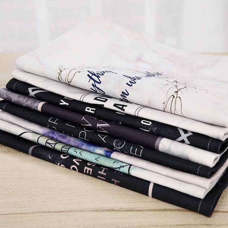 European marble grain dining table mat Cotton and hemp thickened heat insulation cup plate mat Fabric small table mat Hotel placemat custom