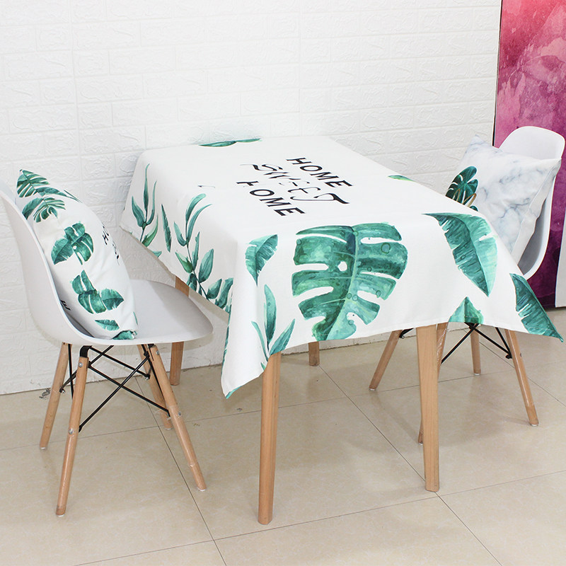 Nordic Green Plant Printed Tablecs Cloth Small Fresh Cloth Art Thickened Cotton Numb Table Geb Home Art Square Customize