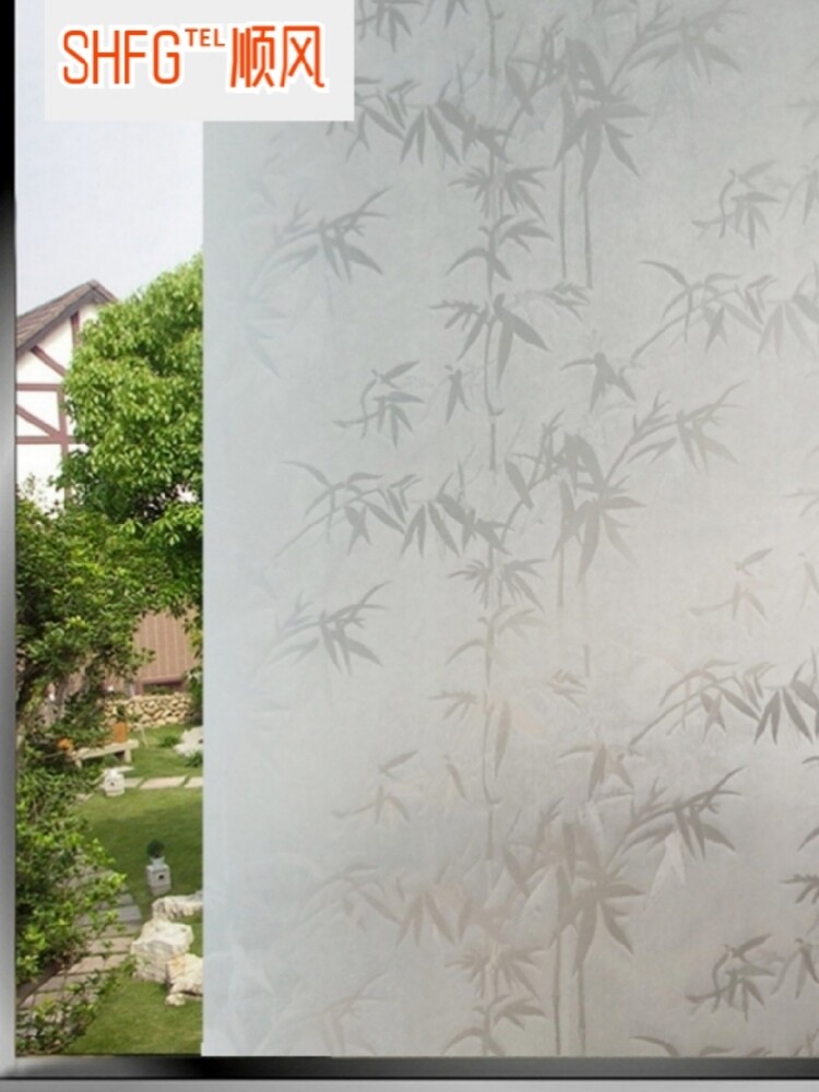 Window bamboo leaf glass sticker transparent opaque electrostatic film toilet toilet bathroom anti-peep anti-privacy