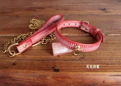Men's and women's new pet pink rub wax leather traction K9 Kanto Knight Knight handmade collar (customized)