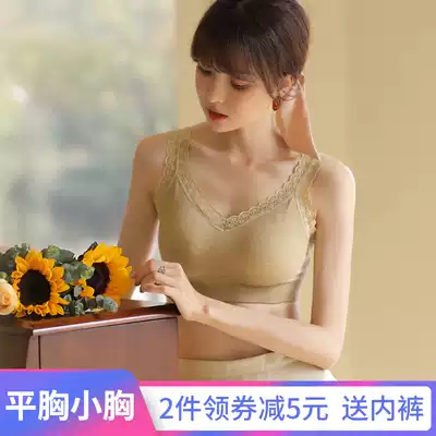 Flat-breasted back underwear, women's small breasts gather thick vest-style bra, sexy lace, undercover, super thick