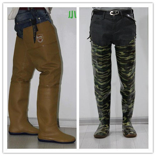 Thickened one-piece water pants half-length fishing shoes men's and women's rain boots high-barrel rain boots fishing wading shoes transplanting boots over the knee