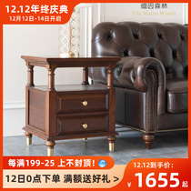 Sofa side few light luxury living room small coffee table corner Middle side cabinet household brass solid wood mini cabinet Maine Forest
