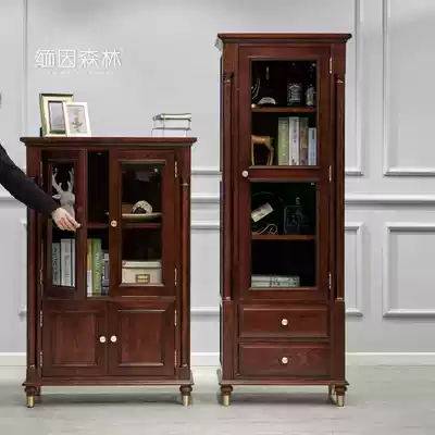 Maine forest light luxury side cabinet wine cabinet American full solid wood simple TV side cabinet decoration cabinet light luxury Wall living room