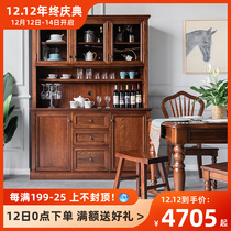American solid wood sideboard to the top high cabinet one wall Ash wood wine cabinet American country furniture living room floor