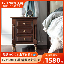 Bedside drawer type storage cabinet high-end bedside table solid wood light luxury cabinet American furniture small locker Maine