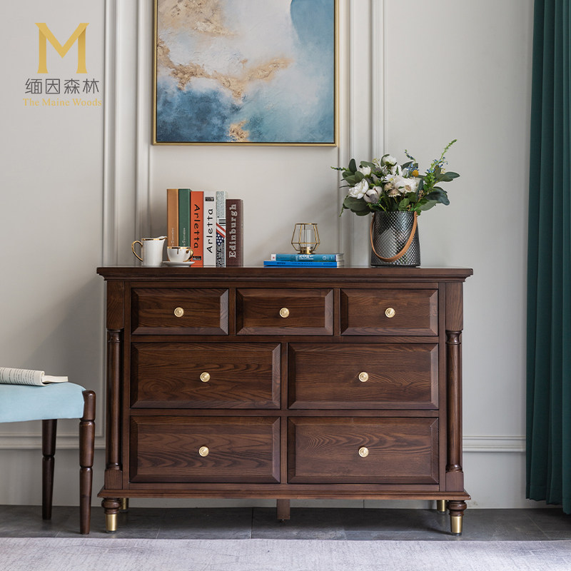 Burmese Forest White Bucket Cabinet Light Extravagant Seven Bucket Chest Of Drawers Cabinet Full Solid Wood American Xuanguan Cabinet Containing Cabinet