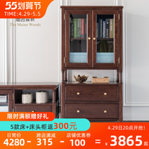Burmese Forest Willpower Light Lavish Side Cabinet Dining Side Cabinet Bookcase Wine Cabinet Modern American Full Solid Wood Water-based Paint White Wax Wood