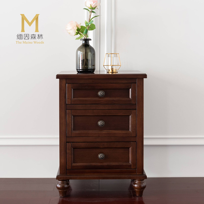 Spot Maine forest American bed cabinet Bedroom small cabinet Solid wood drawer Bed side cabinet Xiaomei Jianmei Small apartment
