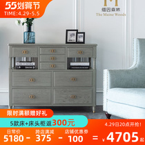 Burmese Forest Drawer Cabinet Bucket Cabinet Side Cabinet Bedroom Willy-style Light Lavish Superior Grey Modern American Full Solid Wood Water-based Paint