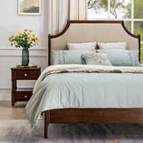 Bed light extravagant master bedroom modern leather bed large bed genuine leather wedding bed minimalist high-end atmosphere 2022 new soft-pack double